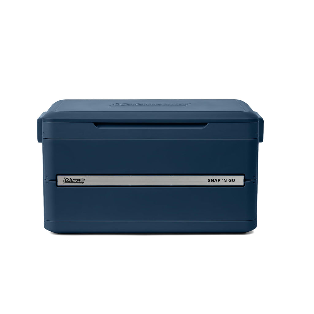Coleman Snap 'N Go 45-Quart Collapsible Hard Cooler, Portable Hard-Sided Cooler with Waterproof Removable Liner, Spacing-Saving & Quick Set Up, 55 Hours Cold, Sapphire Blue