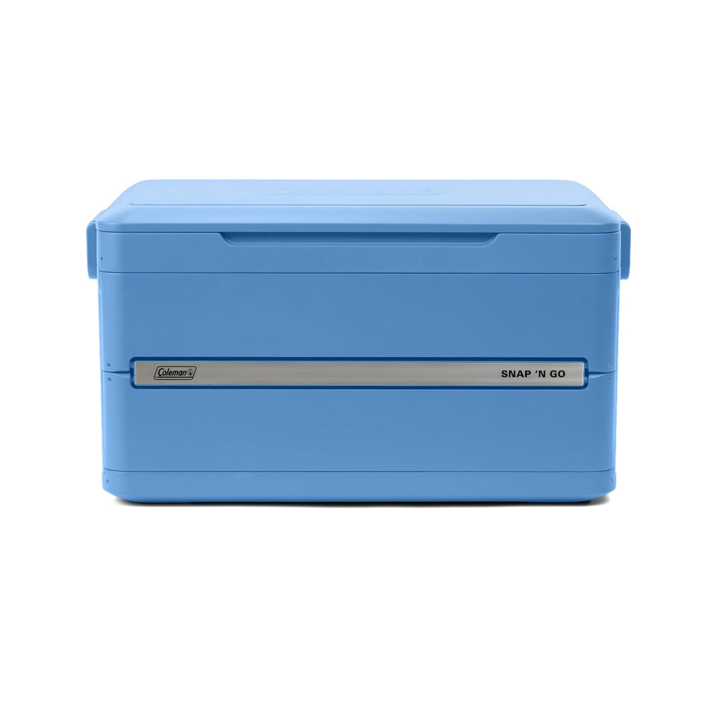 Coleman Snap 'N Go 45-Quart Collapsible Hard Cooler, Portable Hard-Sided Cooler with Waterproof Removable Liner, Spacing-Saving & Quick Set Up, 55 Hours Cold, Sapphire Blue