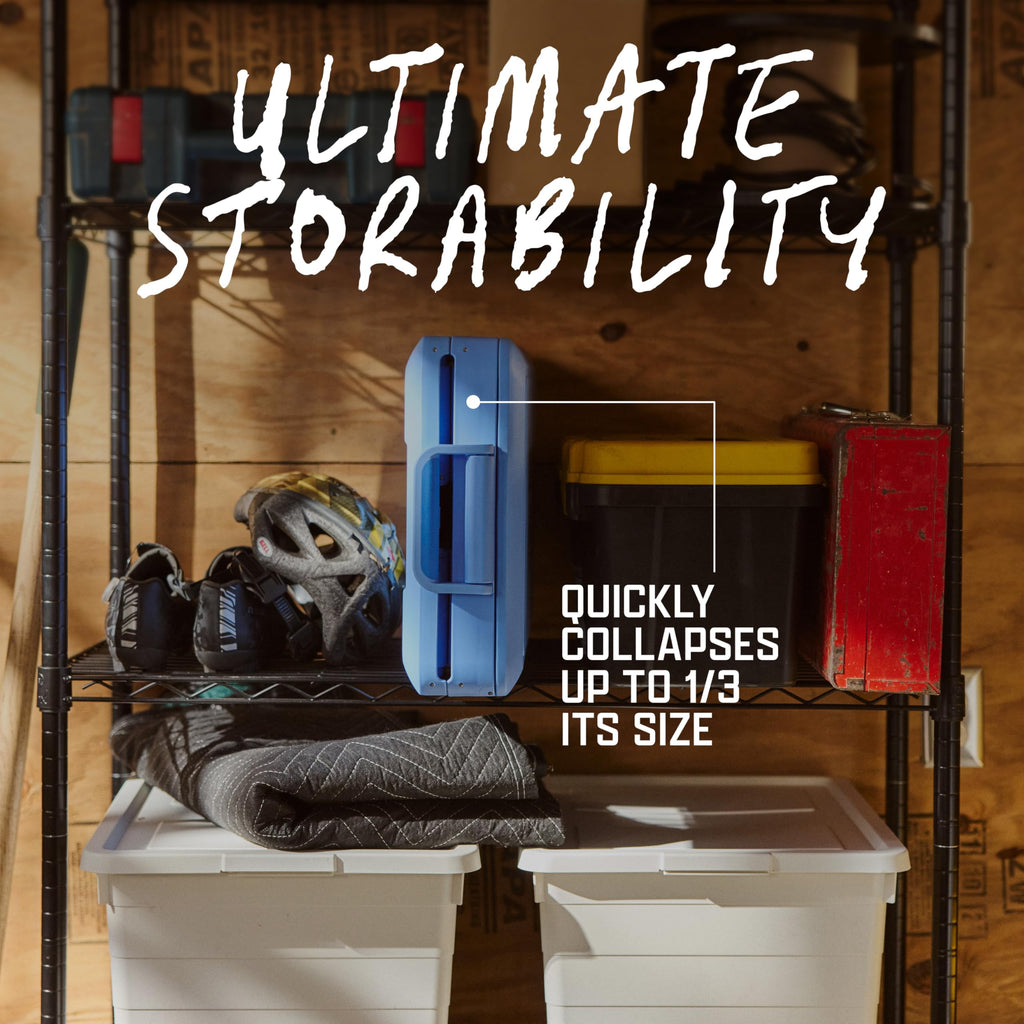Coleman Snap 'N Go 45-Quart Collapsible Hard Cooler, Portable Hard-Sided Cooler with Waterproof Removable Liner, Spacing-Saving & Quick Set Up, 55 Hours Cold, Sapphire Blue