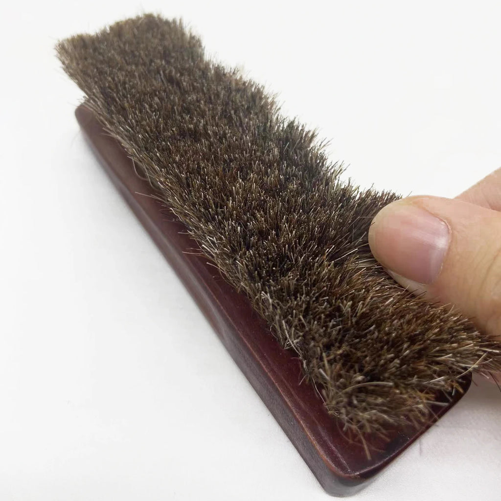 1PC premium horsehair shoe brush is suitable for polishing and cleaning leather products effectively removing dirt and debris