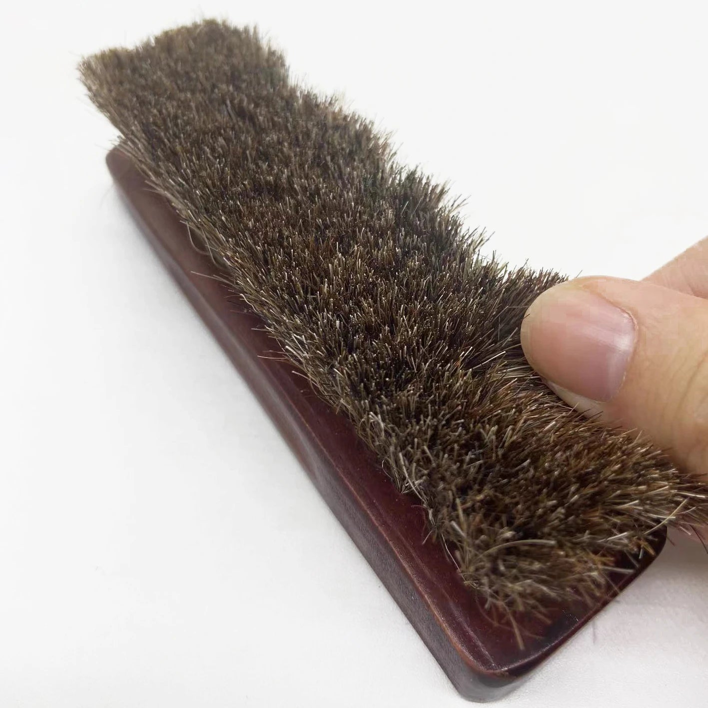 1PC premium horsehair shoe brush is suitable for polishing and cleaning leather products effectively removing dirt and debris