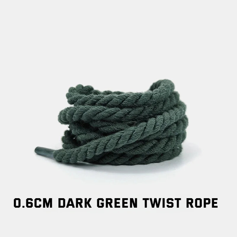 1Pair Round Twisted Rope Laces Kid Adult Sneaker 6MM Width Cotton Shoelace Rubber Bands for Casual Shoe 120/140/160CM Accessorie