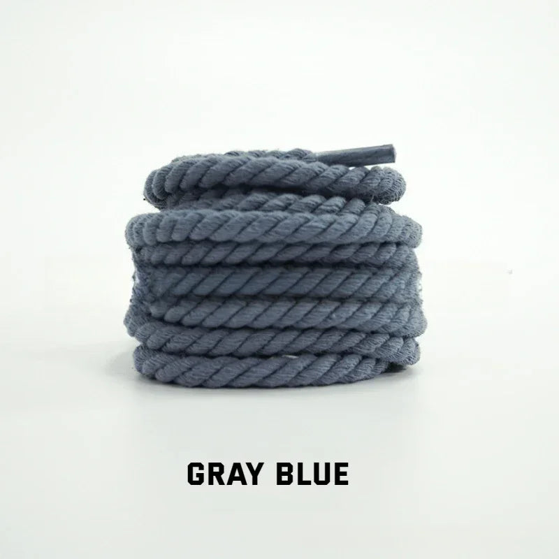 1Pair Round Twisted Rope Laces Kid Adult Sneaker 6MM Width Cotton Shoelace Rubber Bands for Casual Shoe 120/140/160CM Accessorie