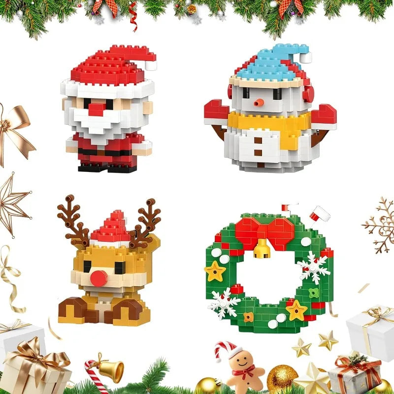 DIY Christmas Santa Claus Building Blocks Set Christmas Themed Brick Ornaments Mini Block Figures Christmas Birthday Gifts Kids