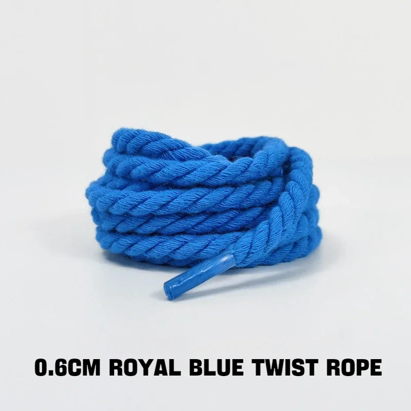 1Pair Round Twisted Rope Laces Kid Adult Sneaker 6MM Width Cotton Shoelace Rubber Bands for Casual Shoe 120/140/160CM Accessorie