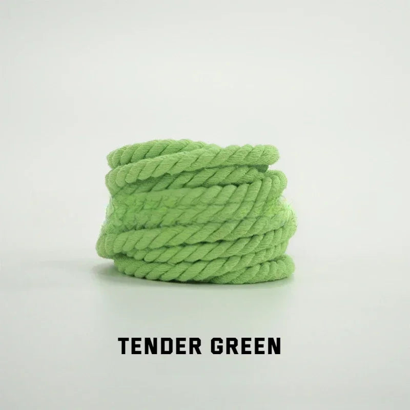1Pair Round Twisted Rope Laces Kid Adult Sneaker 6MM Width Cotton Shoelace Rubber Bands for Casual Shoe 120/140/160CM Accessorie
