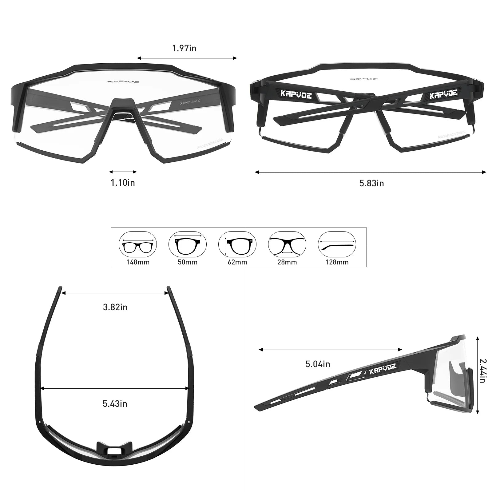 KAPVOE Color Photochromic Cycling Glasses Outdoor Running Sunglasses MTB Cycling Sunglasses Fashion Hiking Drive Sports Glasses
