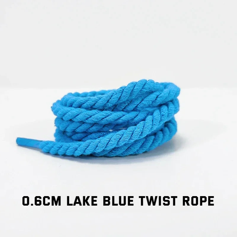 1Pair Round Twisted Rope Laces Kid Adult Sneaker 6MM Width Cotton Shoelace Rubber Bands for Casual Shoe 120/140/160CM Accessorie