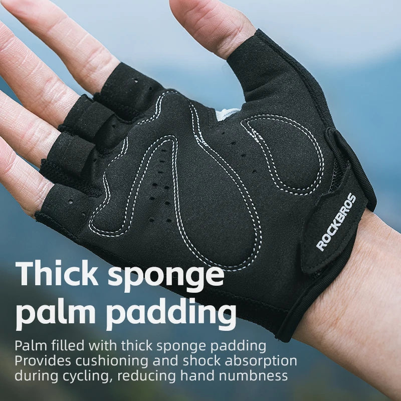 ROCKBROS Bike Gloves Half Finger Summer Breathable Anti-slip SBR Pad Shockproof MTB Road Bicycle Gloves Cycling Shorts Gloves