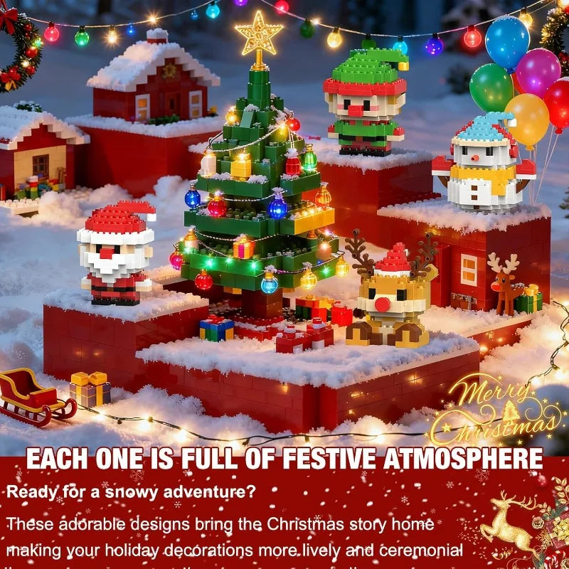 DIY Christmas Santa Claus Building Blocks Set Christmas Themed Brick Ornaments Mini Block Figures Christmas Birthday Gifts Kids