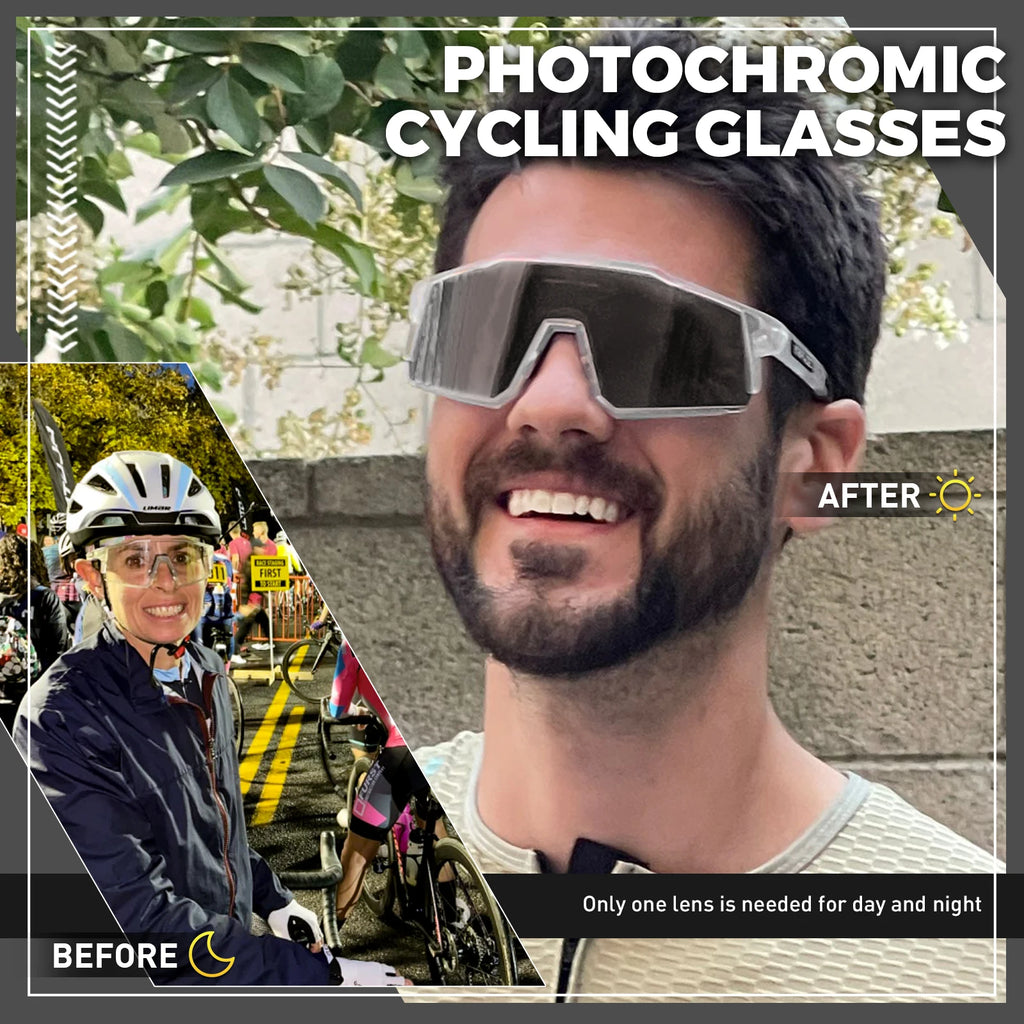 KAPVOE Color Photochromic Cycling Glasses Outdoor Running Sunglasses MTB Cycling Sunglasses Fashion Hiking Drive Sports Glasses