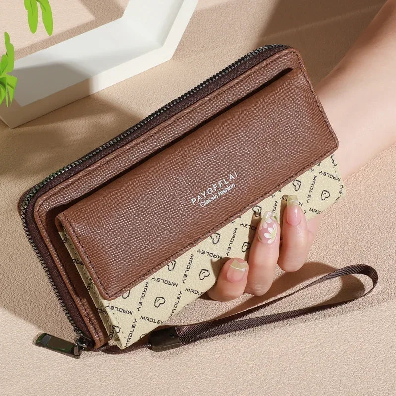 1pc Classic Men's Faux Leather Wallet, Double Layer with Snap Closure, Zippered Card Holder & Photo Compartment, Color blocking