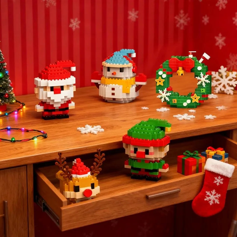 DIY Christmas Santa Claus Building Blocks Set Christmas Themed Brick Ornaments Mini Block Figures Christmas Birthday Gifts Kids