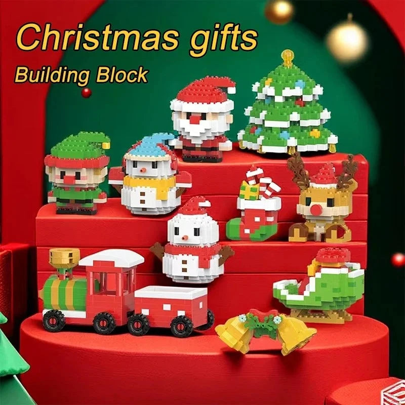 DIY Christmas Santa Claus Building Blocks Set Christmas Themed Brick Ornaments Mini Block Figures Christmas Birthday Gifts Kids